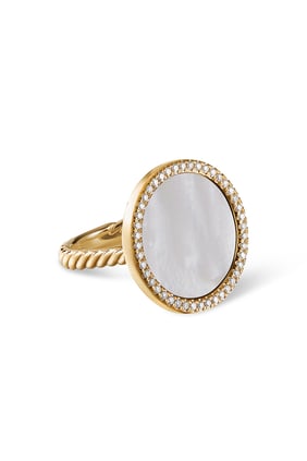 Elements® Ring in 18K Yellow Gold with Mother of Pearl and Pavé Diamonds